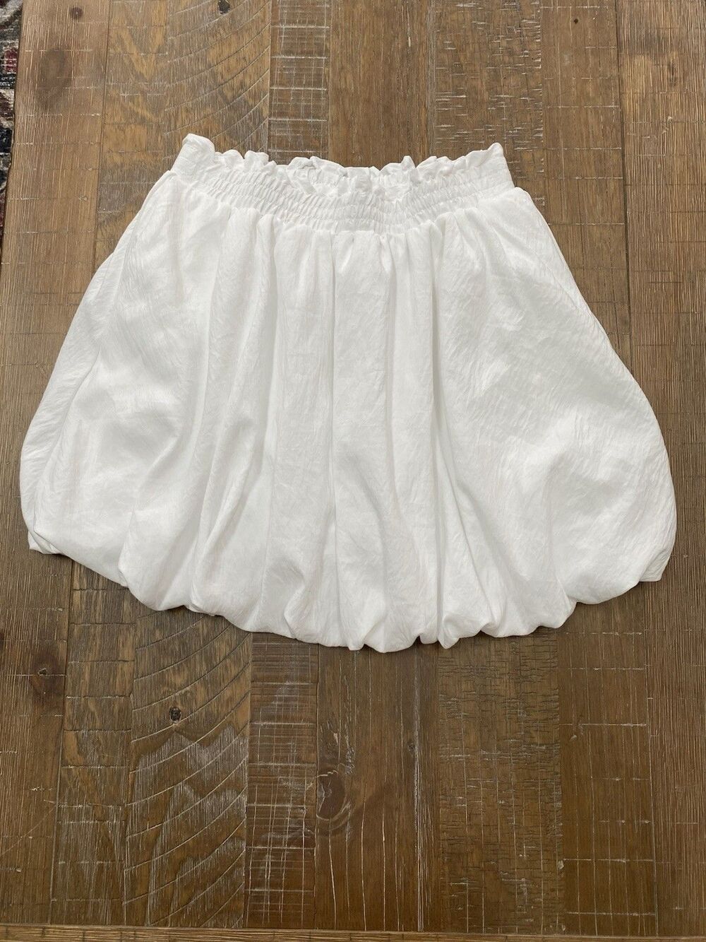 White Bubble Skort Mini Skirt Paperbag Waist Coquette Cottagecore Boho - Size M